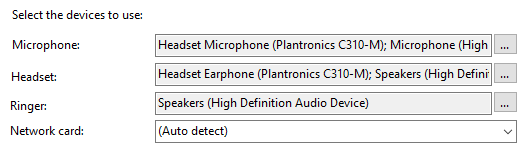 Audio devices options