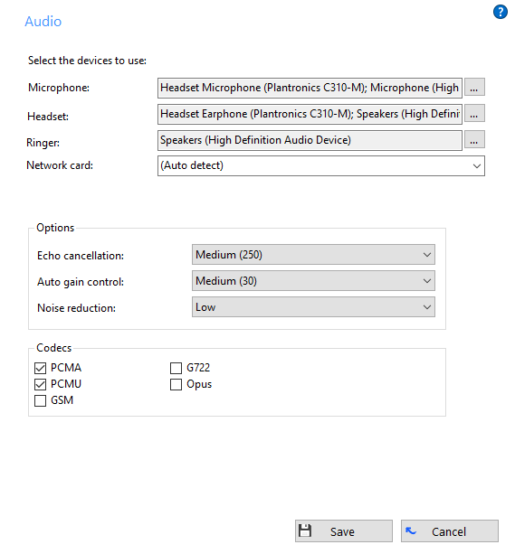 Audio options