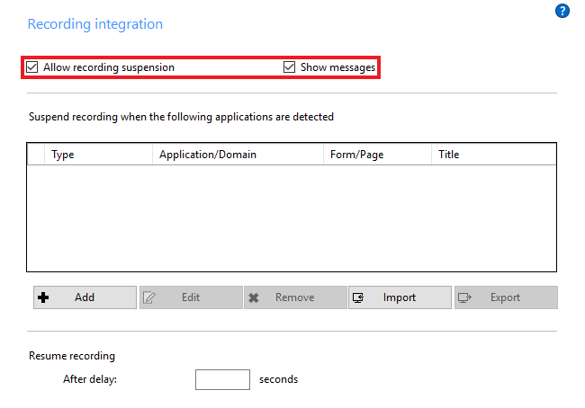 Recording integration options