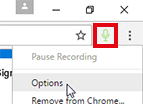 Chrome menu options